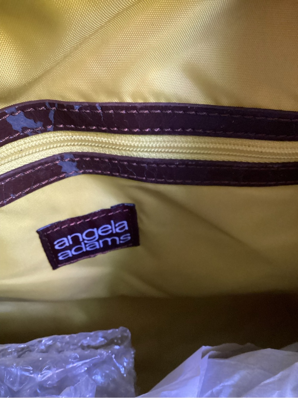 Pink Geometric Weekender Duffel Bag with Brown Trim - Picture 5 of 7